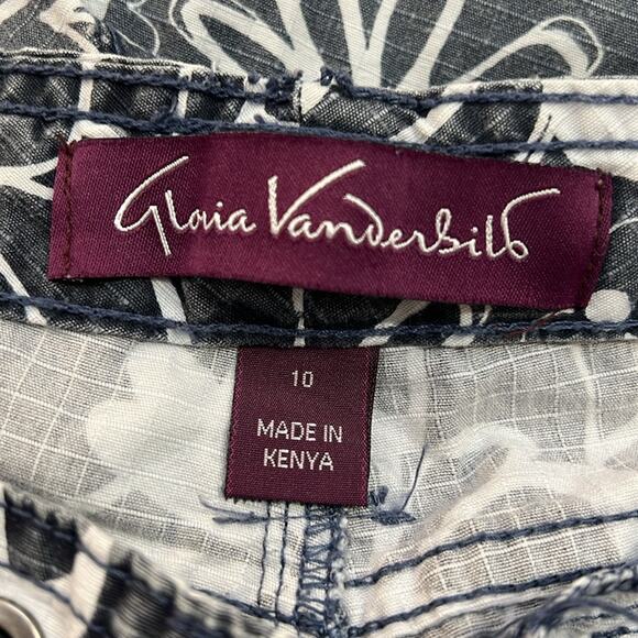 GLORIA VANDERBILT Vintage RETRO tropical floral capris in gray & white SZ 10 - Picture 11 of 13